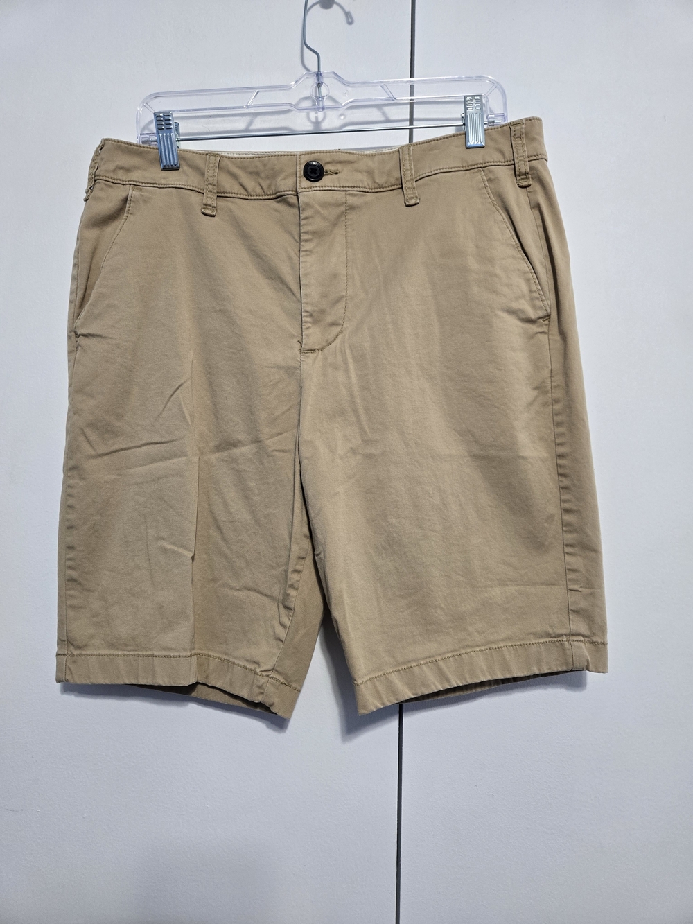 Hollister Epic Flex Chino Shorts Mens 34 Khaki Tan Flat Front 9" Stretch